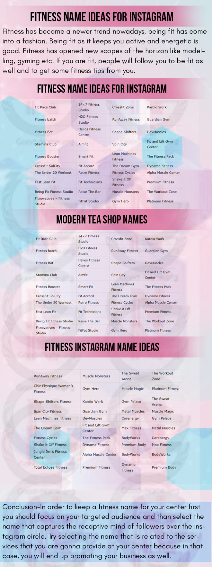 Fitness Name Ideas For Instagram - Good Name