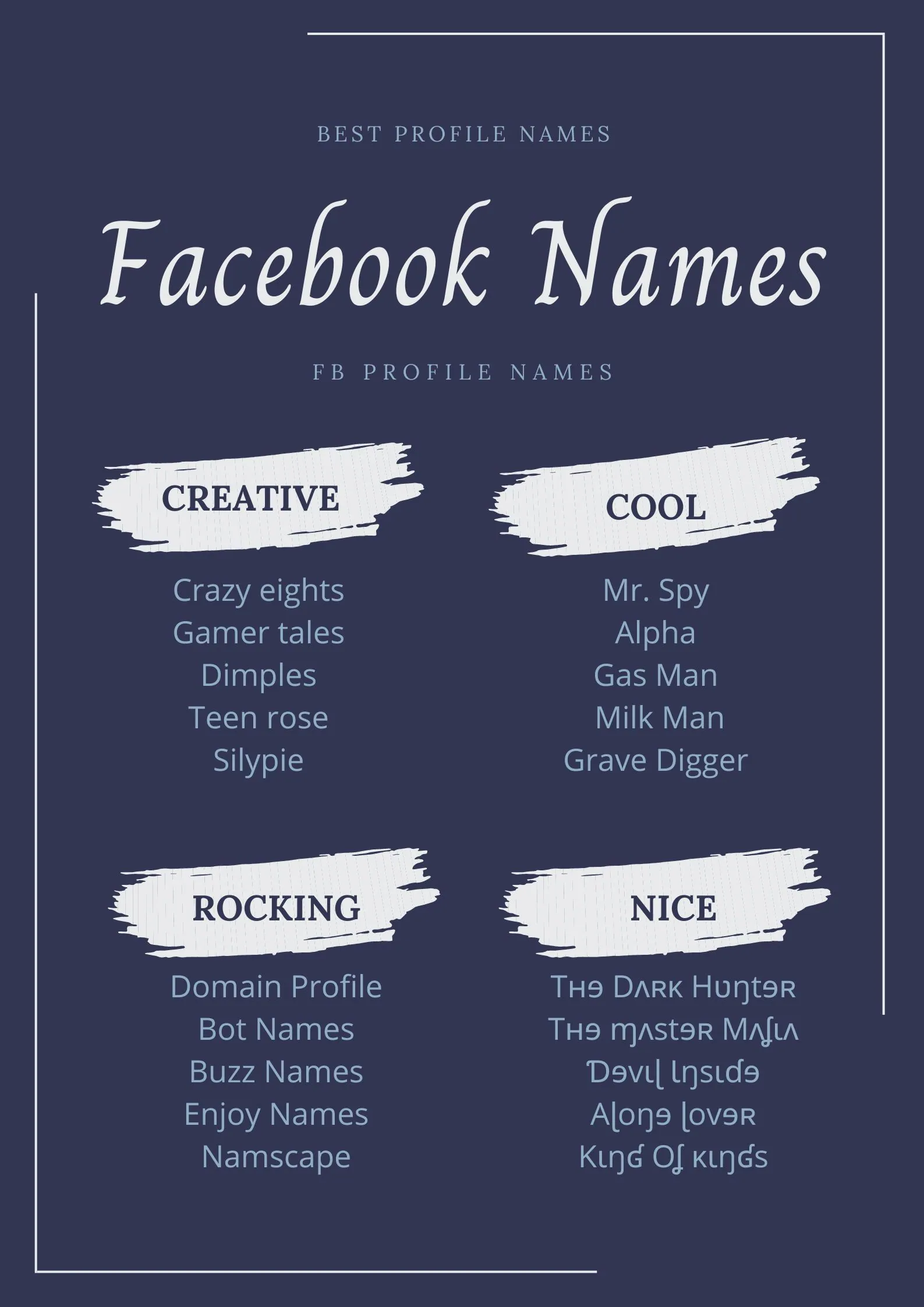 999+ Best & Cool Name For Facebook Profile - Good Name