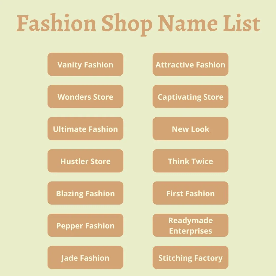 Good Name 499+ Awesome, Unique & Stylish Clothing Shop Names Ideas