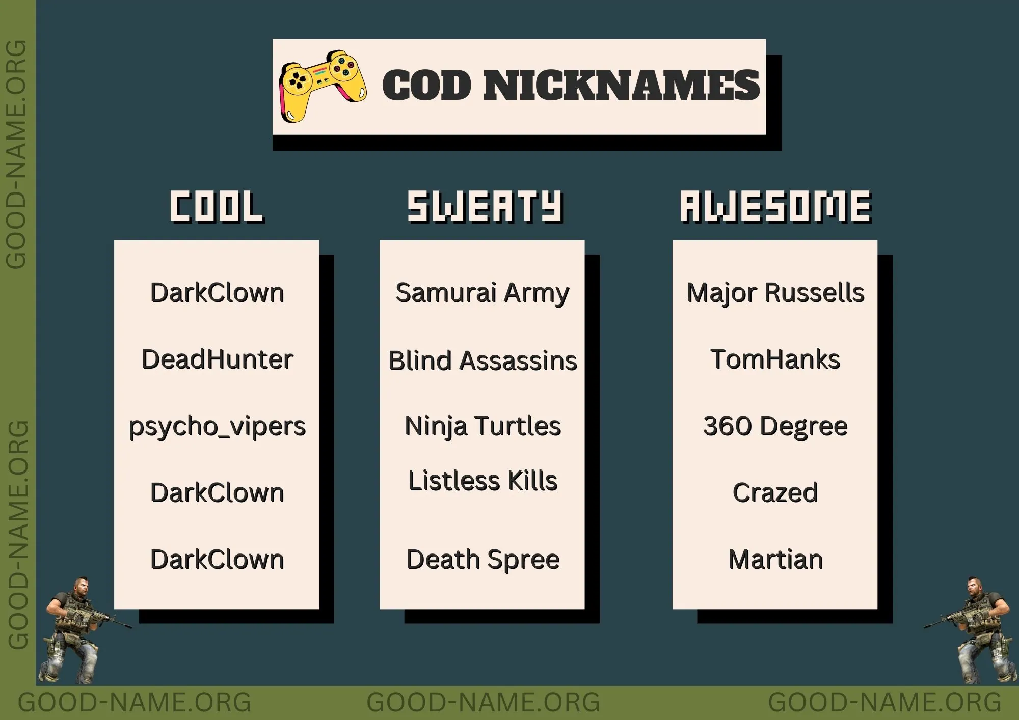 99 Best Cool And Unique COD Nicknames Good Name